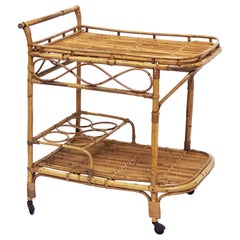 Carrello portabevande in rattan e bambù del Medioevo italiano
