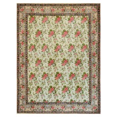 Tapis de Mashad contemporain en laine persane tissée à la main à motifs floraux