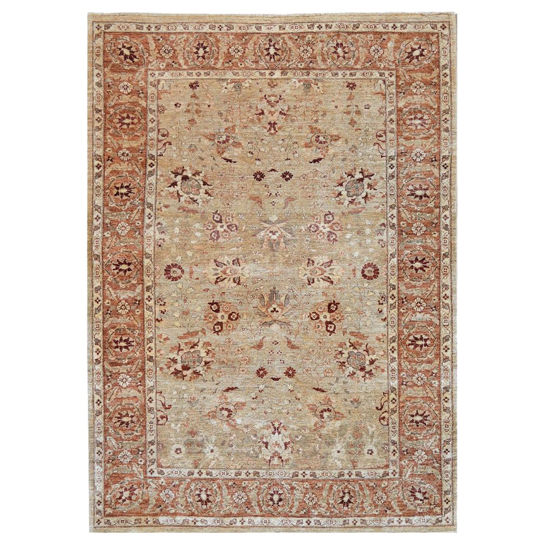 Contemporary Wool Hand-woven Agra-Inspired Rug