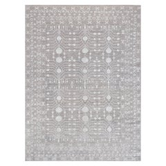Contemporary Gray Pomegranate Hand-woven Khotan-Style Rug