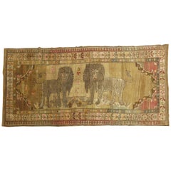 Zabihi Collection Double Lion Vintage Turkish Gallery Size Runner
