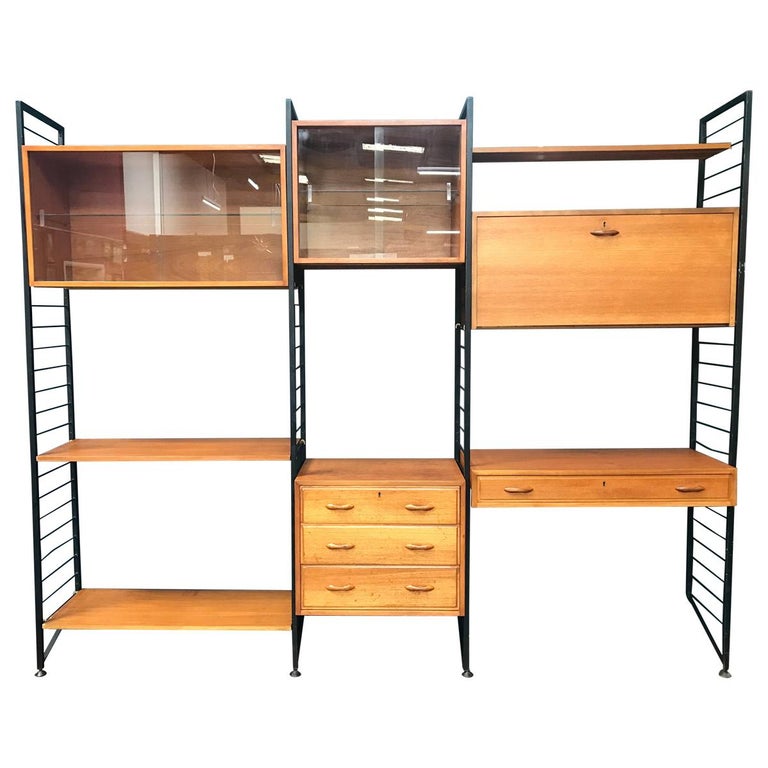 3Bay Ladderax Teak Midcentury Shelving System by Robert Heal For Sale