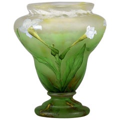 Art Nouveau Cameo Etched and Enamelled Glass 'Crocus' Vase by Daum Freres