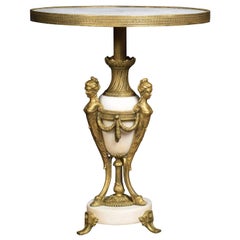 Antique Gilded Metal and White Marble Coffee Table