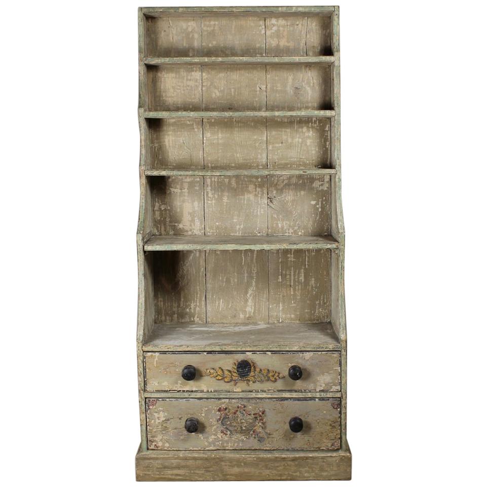 Regency Original Painted Pine Waterfall Bookcase