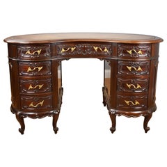 Antique 19th Century English Victorian Mahogany Kidney Shaped Desk by Maple & Co, London