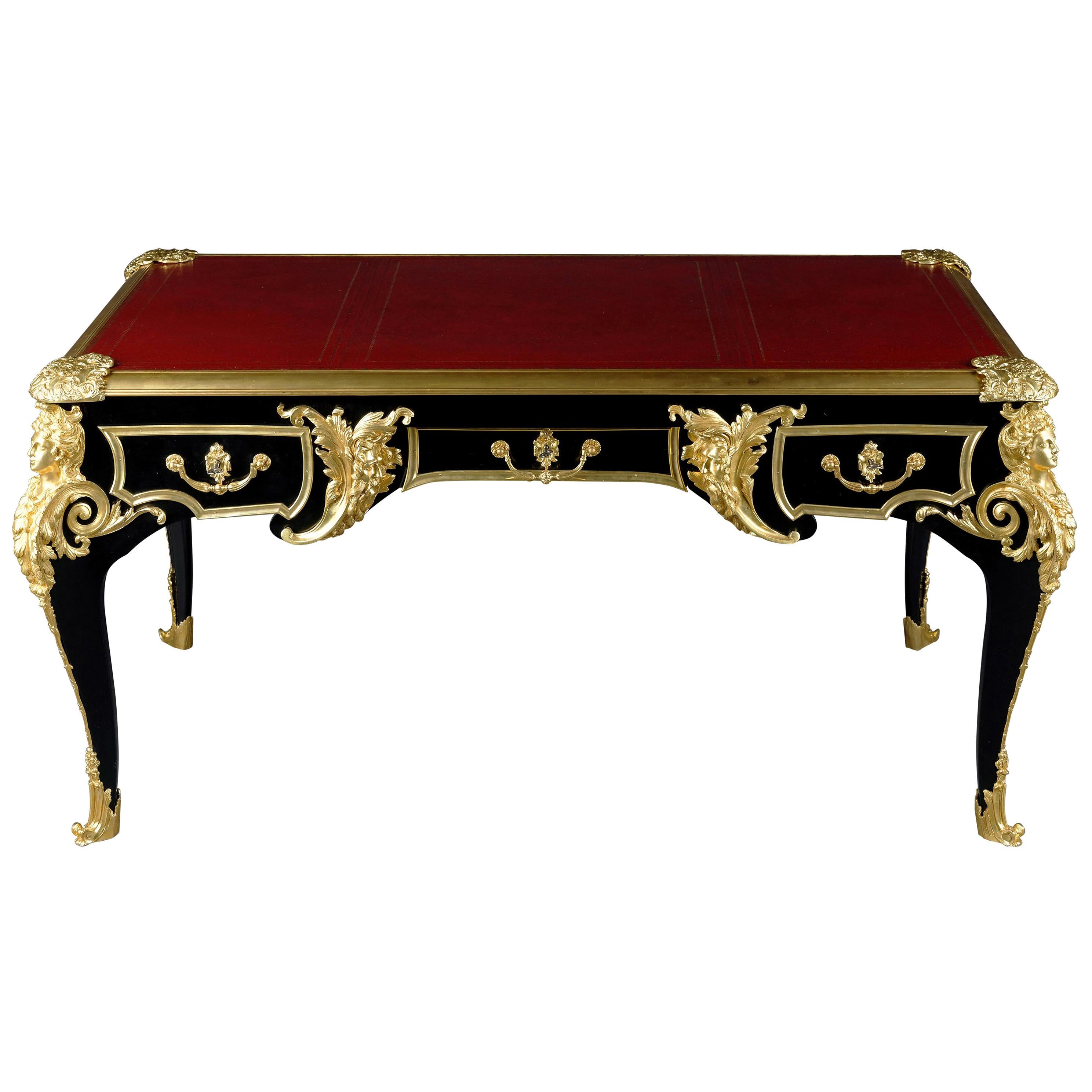 20th Century Bureau Plat Desk According to the Style of Andre Charles Boulle For Sale