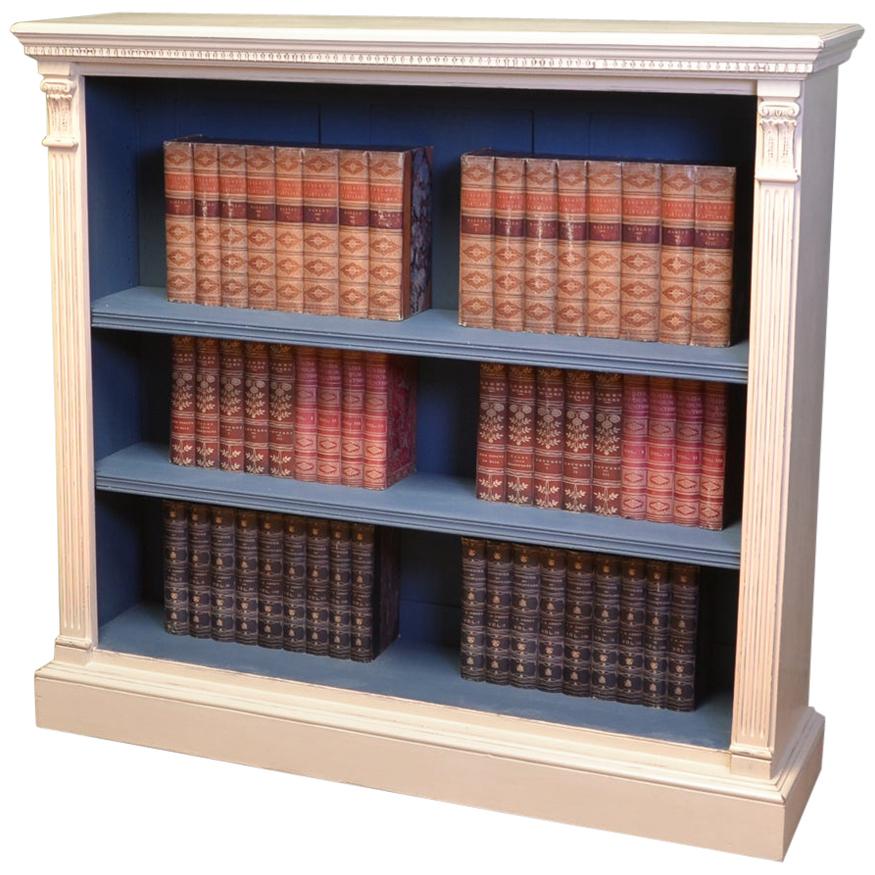 Stunning Victorian Quality Antique Painted Open Bookcase For Sale