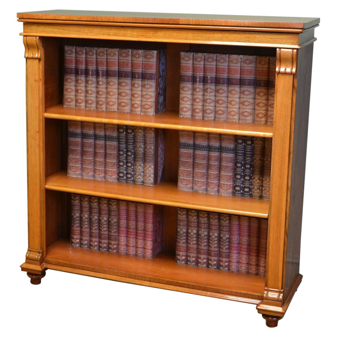 Quality Victorian Walnut Antique Open Bookcase For Sale