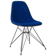 Vintage Blue Herman Miller Eames Upholstered DSR Dining Side Shell Chair