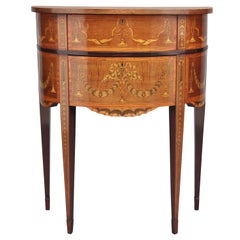19th Century mahogany inlaid Sheraton revival demi-lune side table