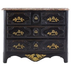18th Century Ebonised French Commode with Marble Top