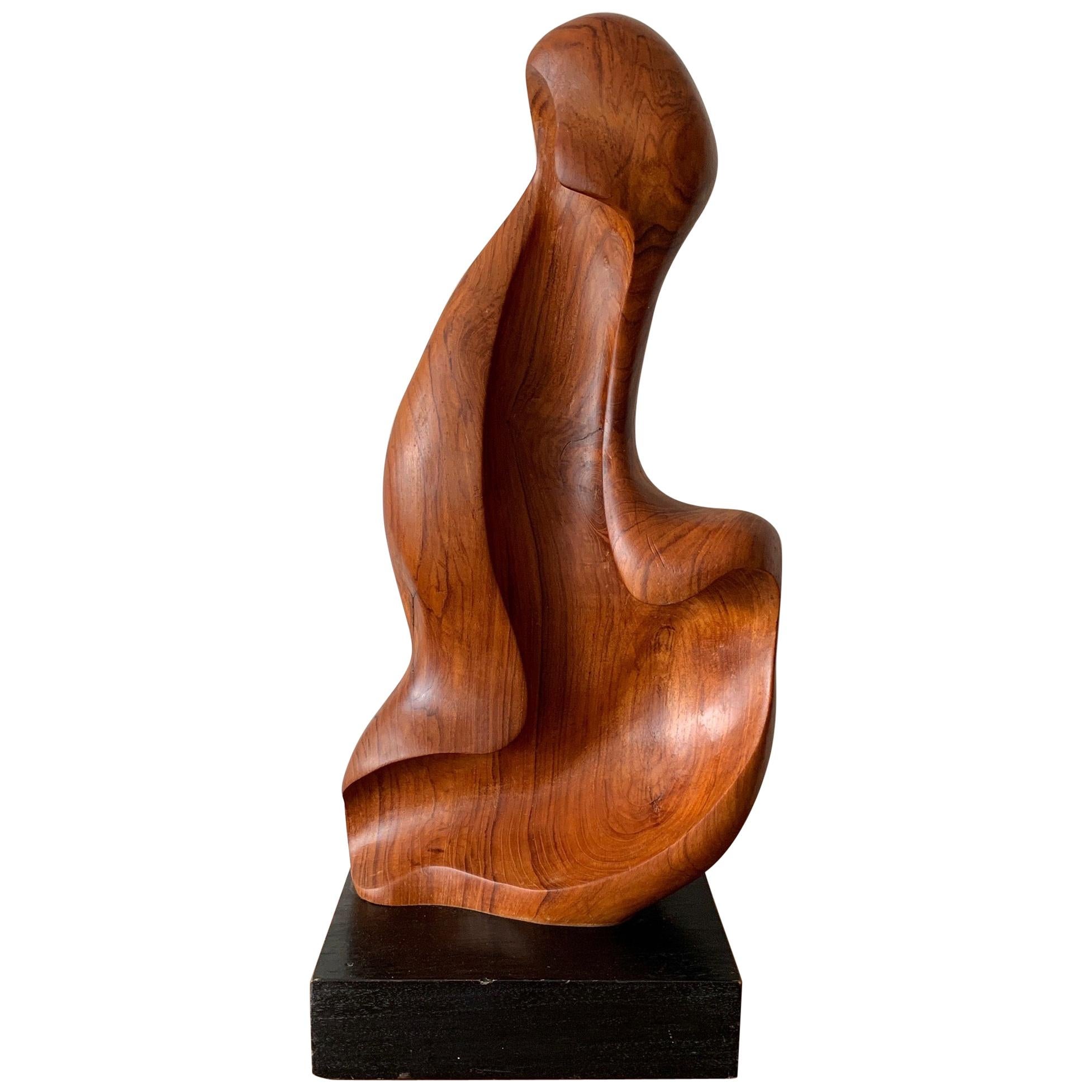 Organic Teak Wood Sculpture Signed Appu For Sale