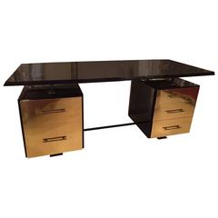 1950s Desk in Lacquer and Bronze 10