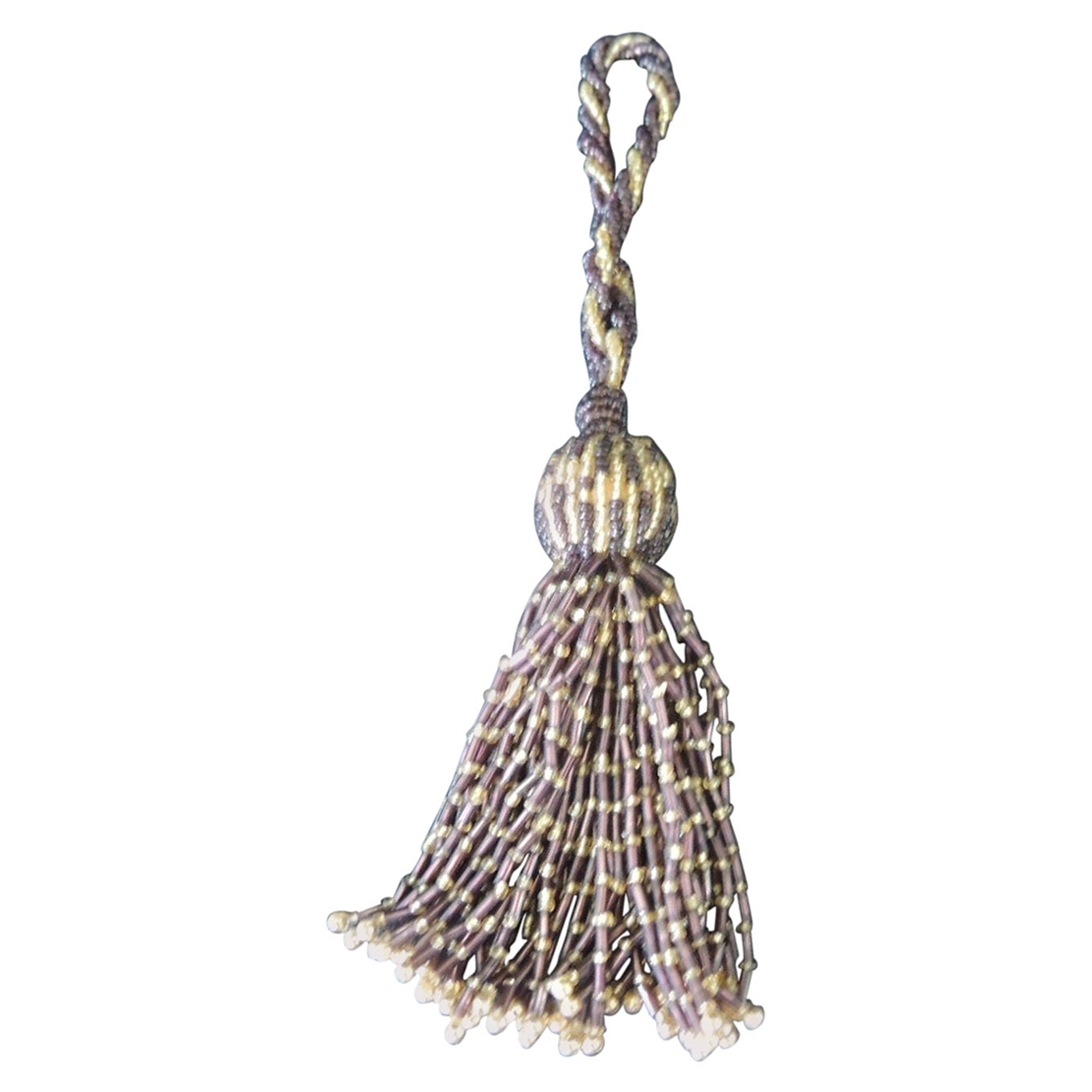 Pair of Vintage Decorative Gold Tassels with Rope For Sale at 1stDibs