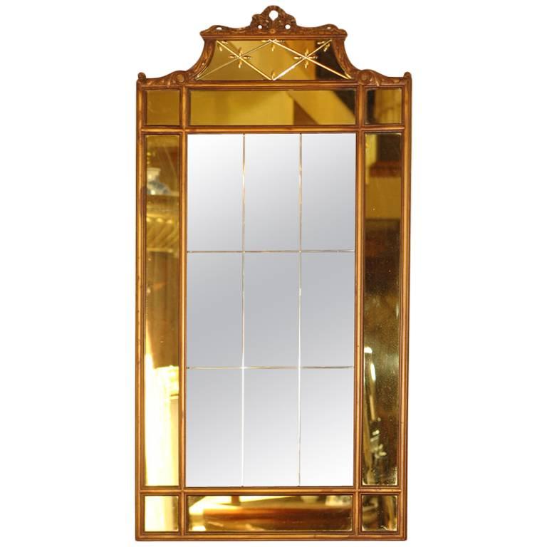 Hollywood Regency Mirror with Yellow Tinted Border