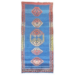 Cobalt Blue Vintage Turkish Anatolian Gallery Rug