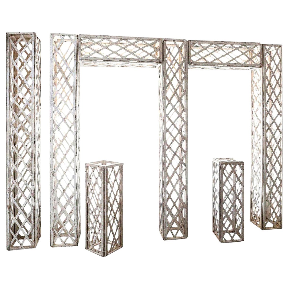 Vintage French White Painted Trellis For Sale