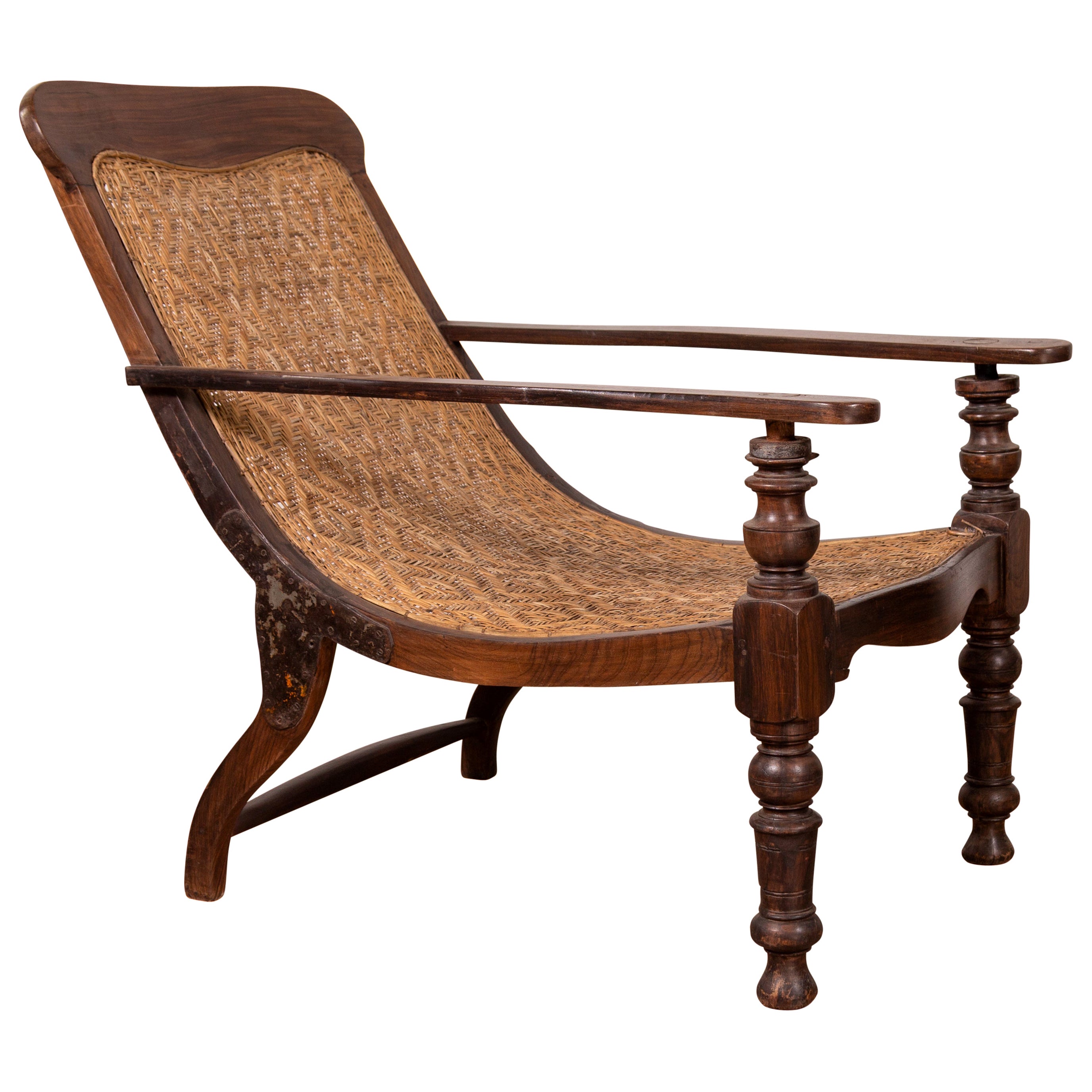 Dutch Colonial Vintage Plantation Lounge Chair with Curving Seat and