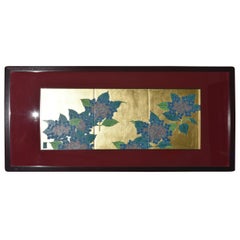 Japanese Contemporary Gold Green Purple Framed Porcelain Panel by Master Artist