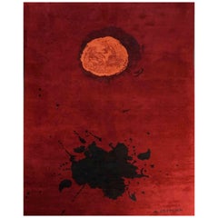 Exclusive Artistic rug after Adolph Gottlieb, "Burst", red, black and orange