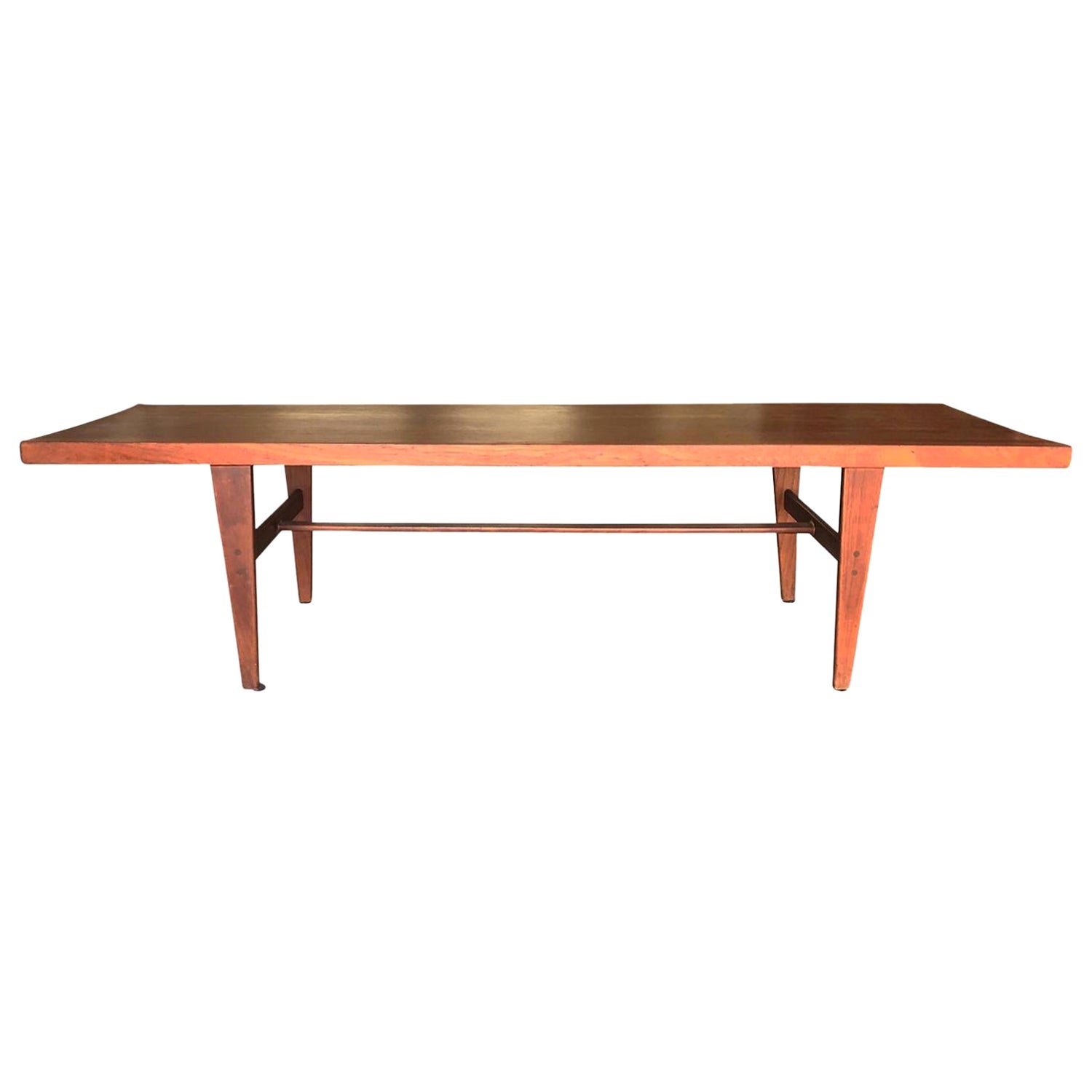 20th Century Brown Danish Teakwood Coffee Table, Large Scandinavian Side Table