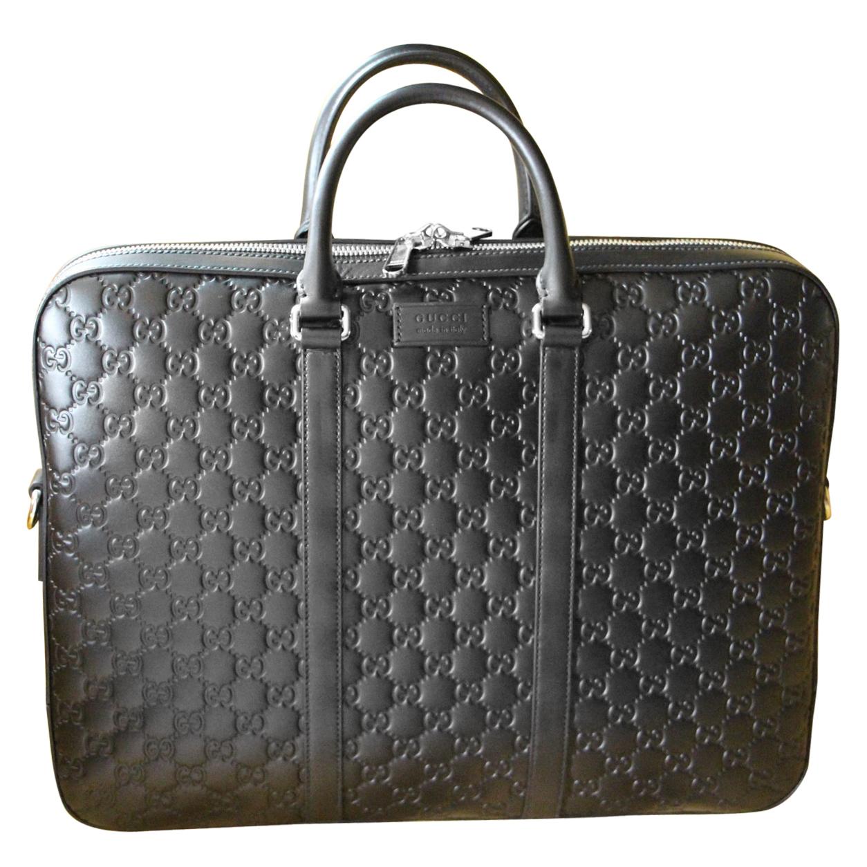 Gucci Black Leather Signature Bag , Gucci Signature Briefcase at 1stDibs