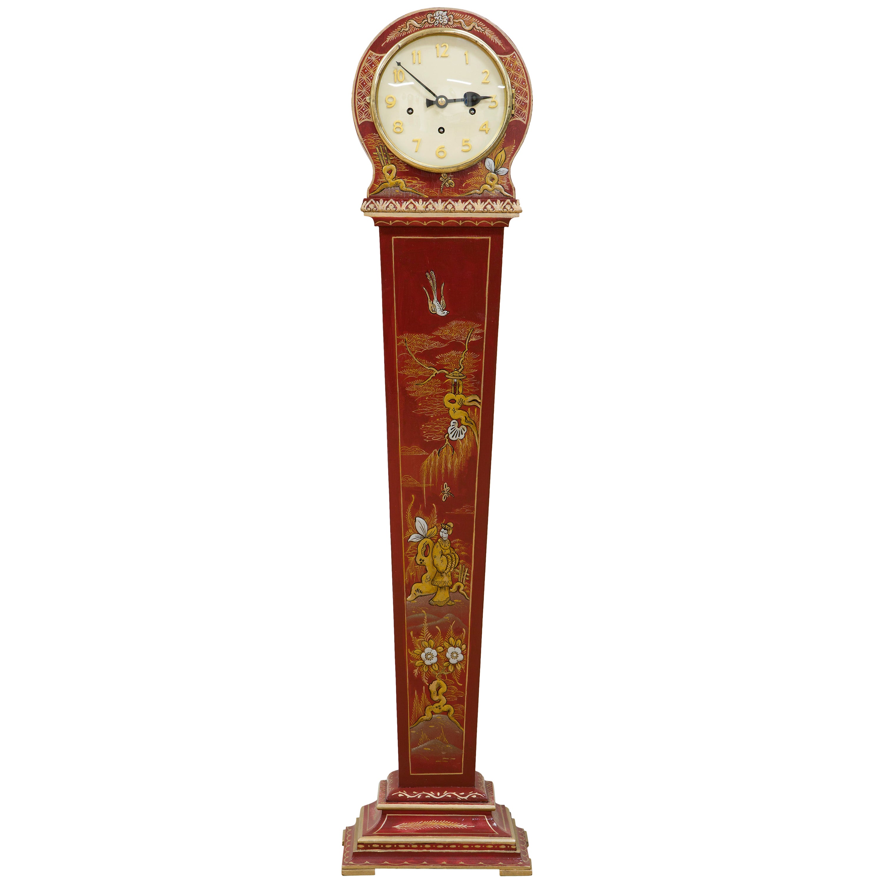 Chinoiserie Lacquer Chippendale Style Grandmother Clock For Sale at 1stDibs