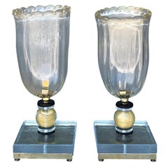 Paar italienische Vintage-Tisch- und Schreibtischlampen aus Muranoglas des 20. Jahrhunderts
