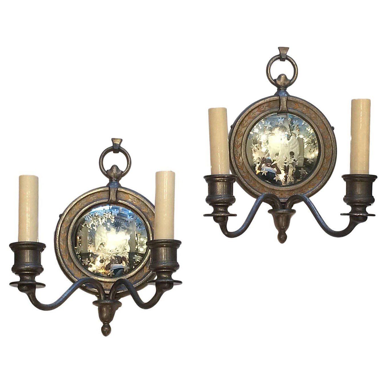 Antique Mirrored Back Sconces For Sale