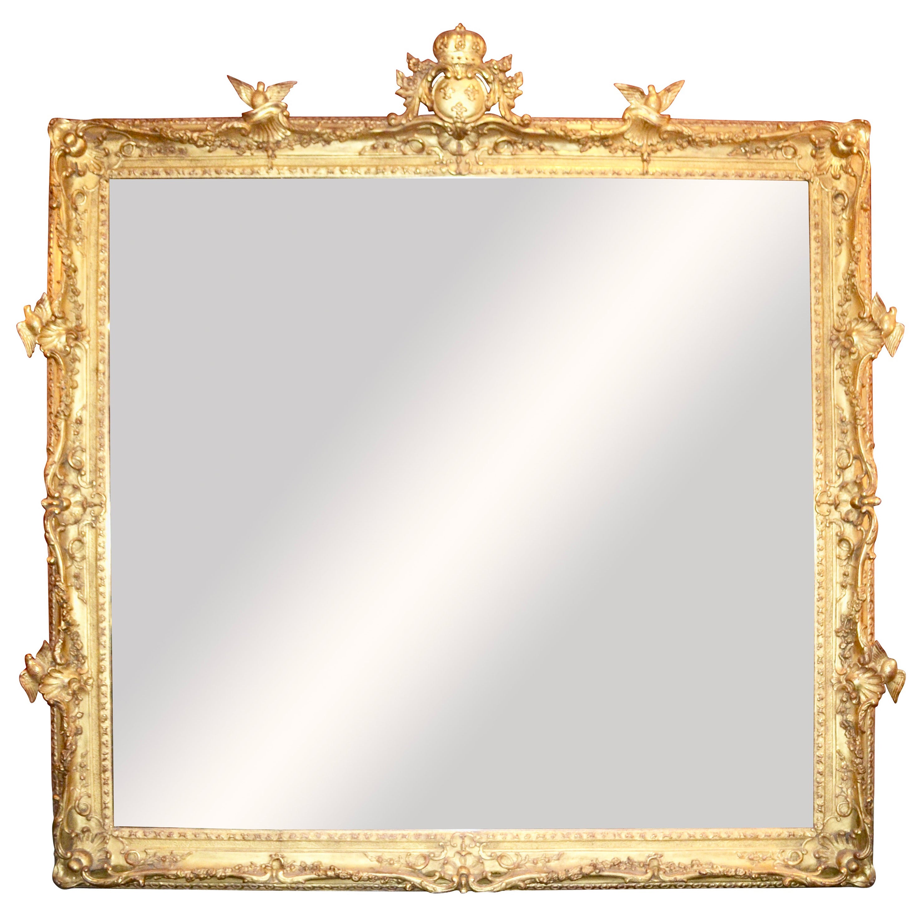 Palatial 19th Century French Louis XV Style Carved Giltwood Mirror For Sale