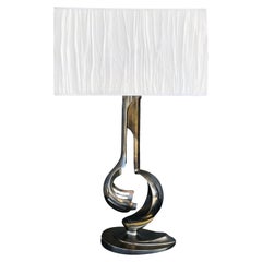 Silberne italienische Metall-Tischlampe aus dem 20. Jahrhundert, Vintage-Chrom-Schreibtischleuchte