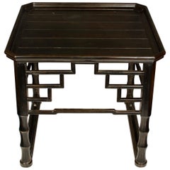 Ebonized Chinese Fretwork Side Table