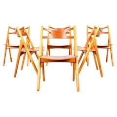 Danish Modern 'Sawbuck' Ch-29 Dining Chairs by Hans J. Wegner