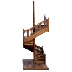 19th Century French Wood Miniature Antique Spiral Staircase Architectural Model
