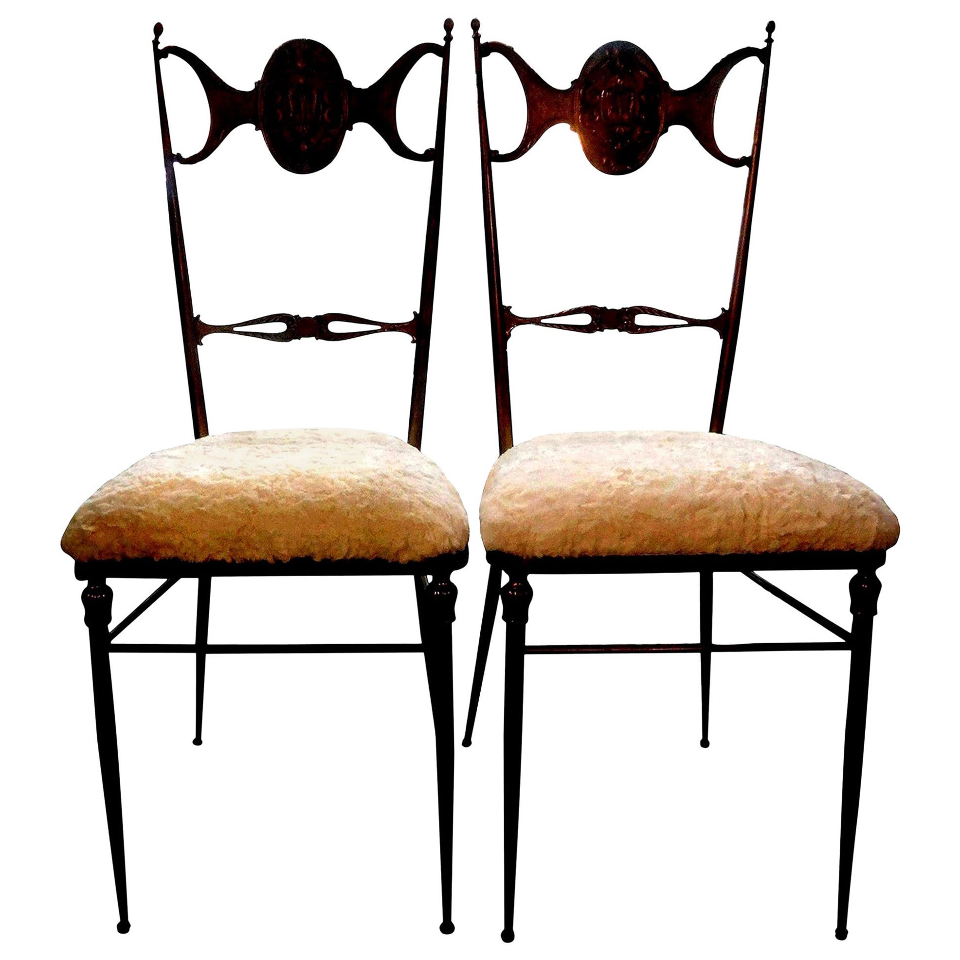 Pair of Italian Brass Chiavari Chairs For Sale
