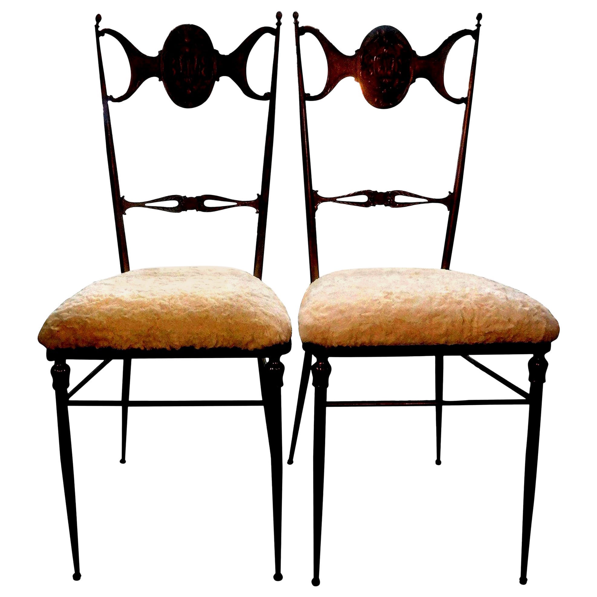 Paire de chaises italiennes Chiavari en laiton