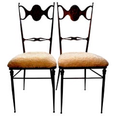 Paire de chaises italiennes Chiavari en laiton