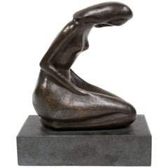Vintage Bronze Sculpture Representing a Kneeling Woman