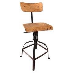 Chaise Bienaise du XXe siècle, chaise d'atelier industrielle française par Henri Lieber