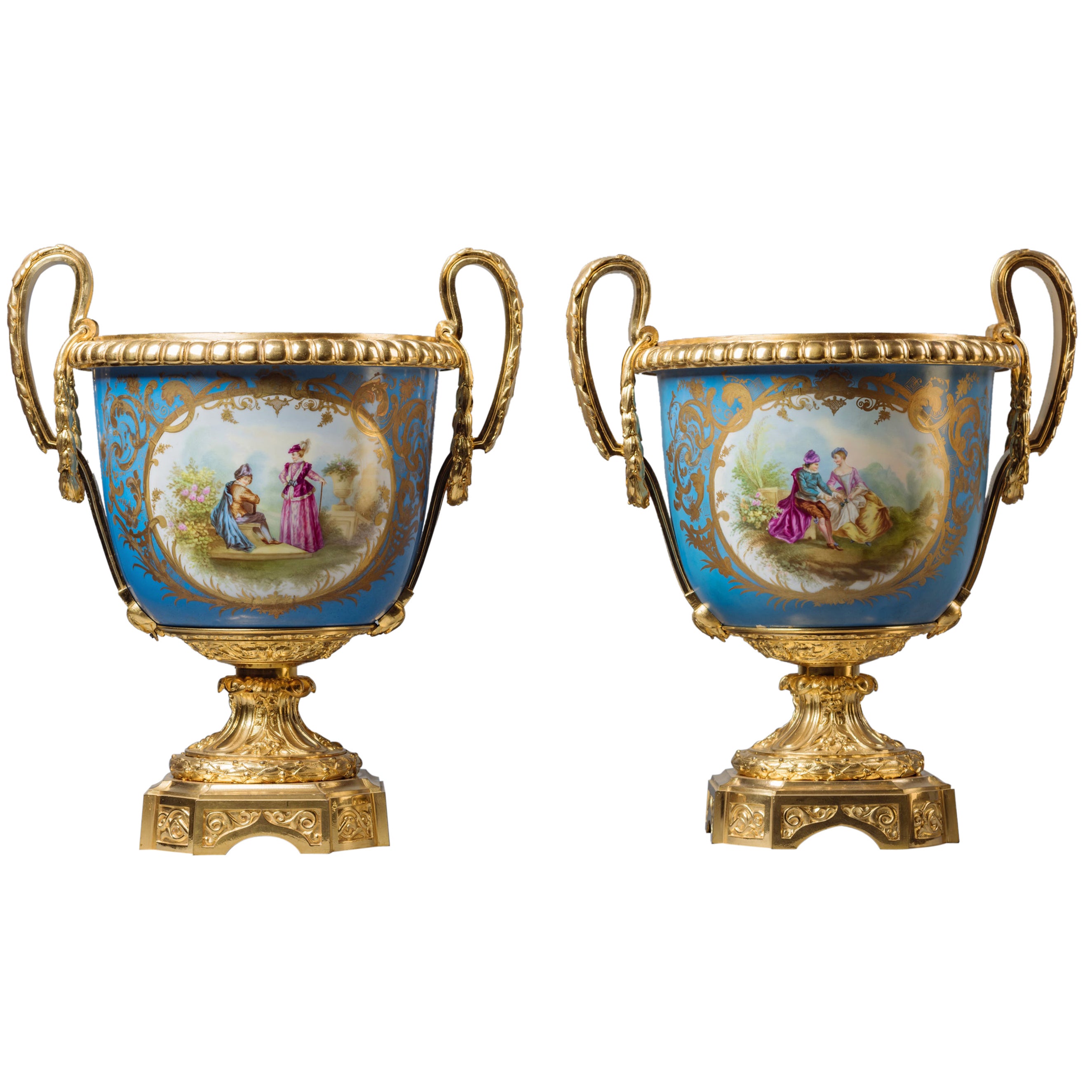 Important and Monumental Pair of Ormolu & Sevres Style 