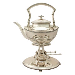 Antique German Queen Anne Style Silver Spirit Kettle, Circa 1910