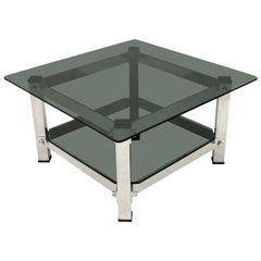 Mid-Century Modern Aluminum and Glass Coffee Table, 1970