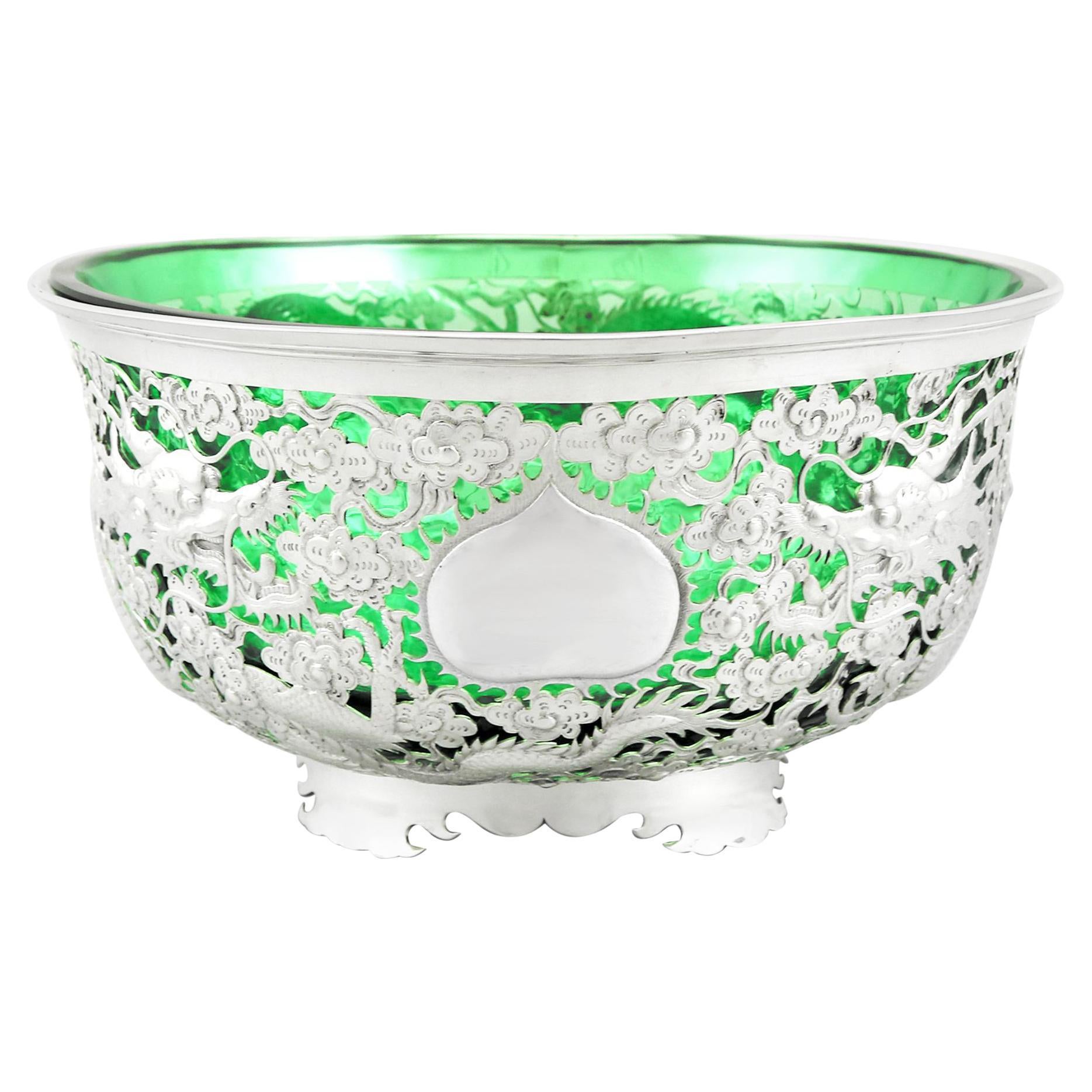 Antique Chinese Export Silver Bowl, circa 1890 For Sale