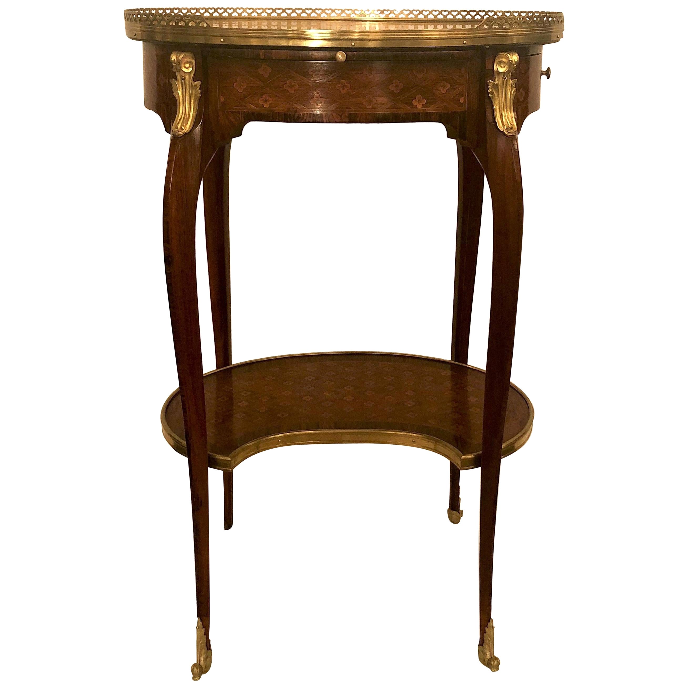 Antique Napoleon III Marble Top Inlaid Table For Sale