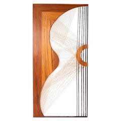 Guitar Shaped Screen or Room Divider in Walnut Iron & Cord by Allen Ditson 