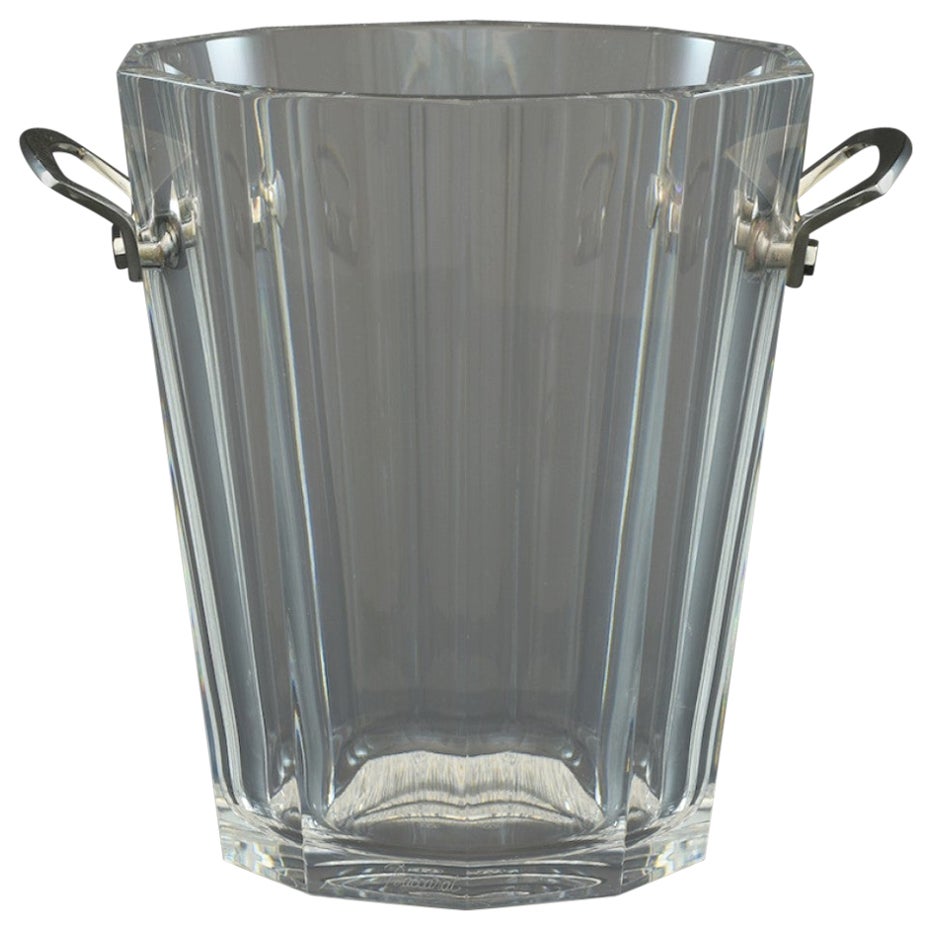 French Vintage Baccarat Heavy Crystal and Bronze Ice Bucket/Champagne