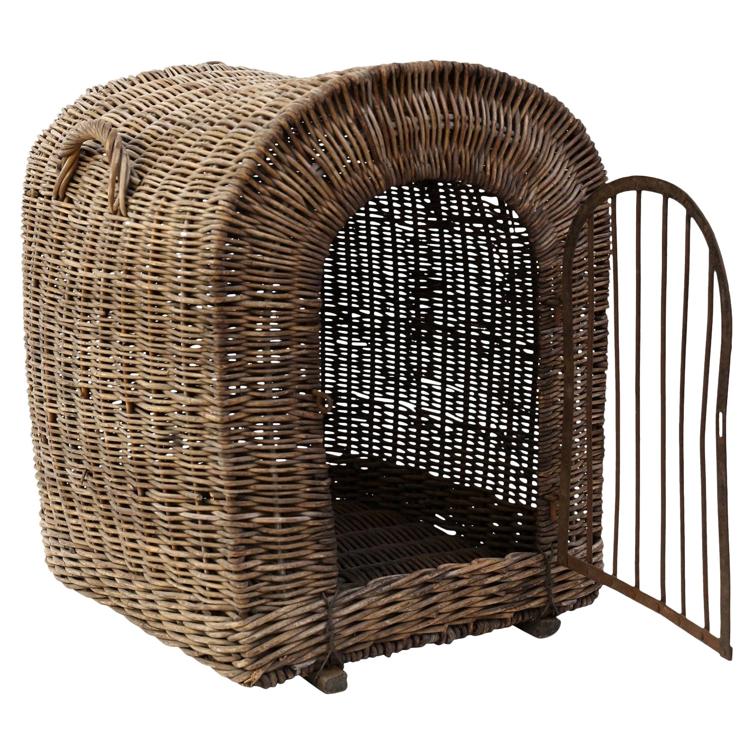 English Brown Wicker Dog Kennel Basket