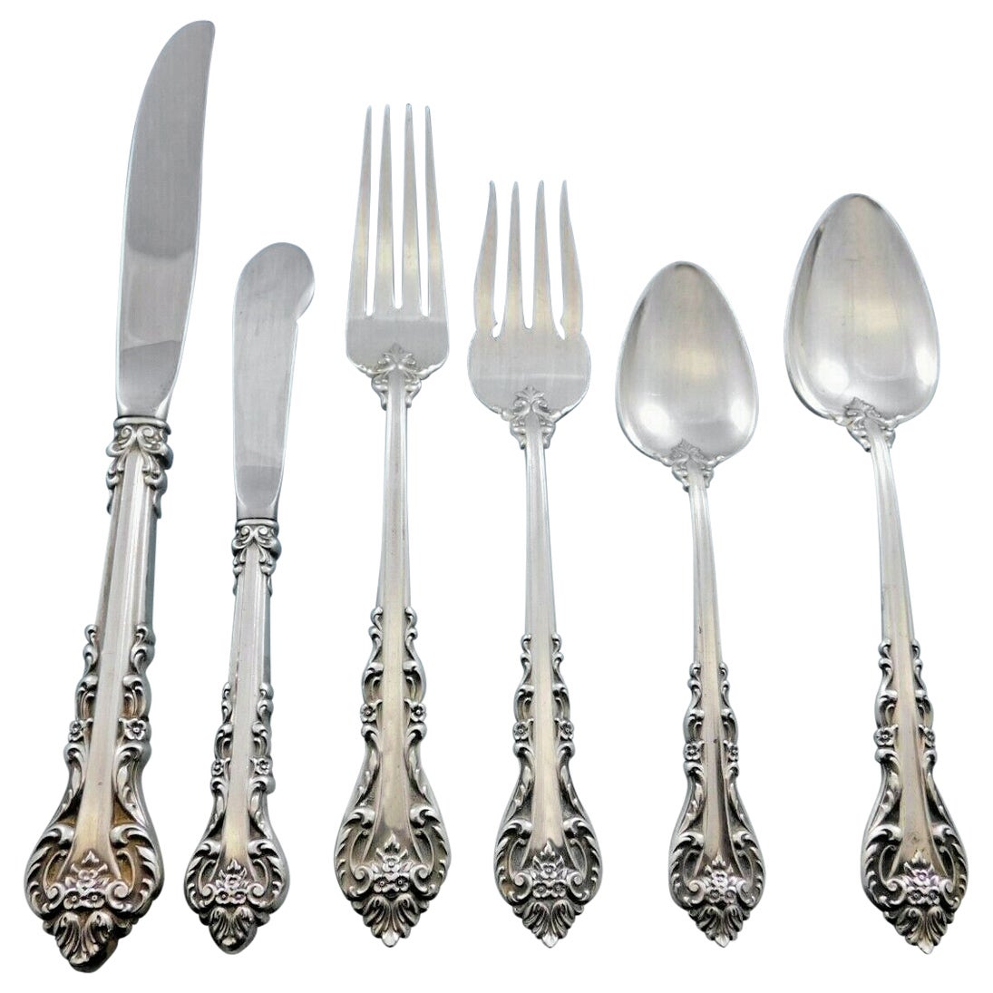 Silver Masterpiece by International Sterling Flatware Set Service 47