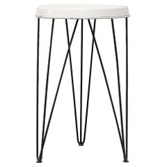 Mid-Century Pilastro "Seggiolina" Wire Stool with White Seat and Black Legs